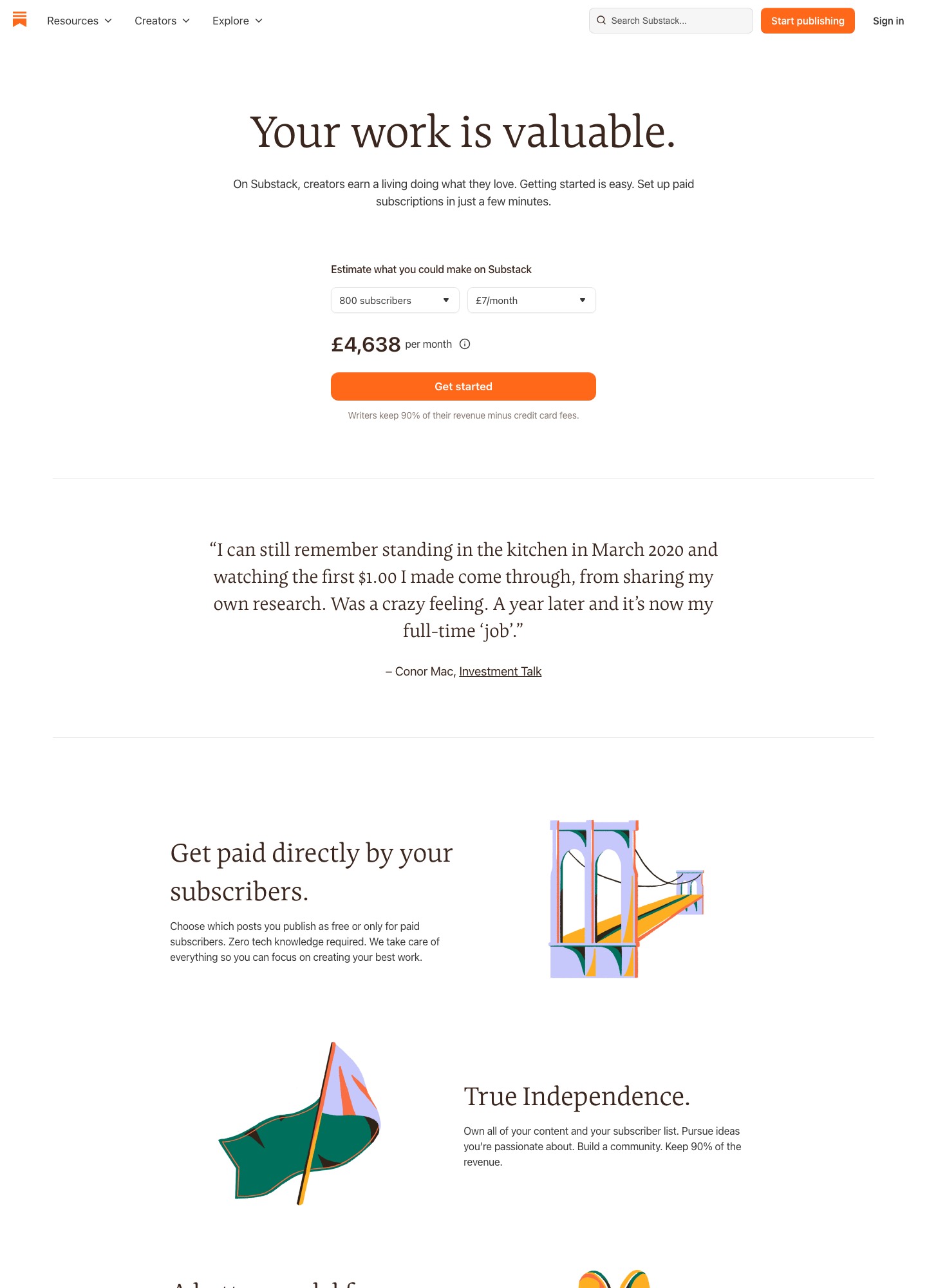 Substack going-paid page, captured Oct 2026